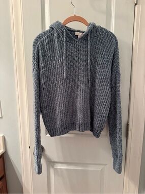 SO Chunky Hooded Crew Sweater - Steel Blue